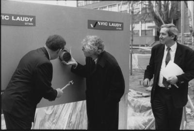 Laying the foundation stone of the new building